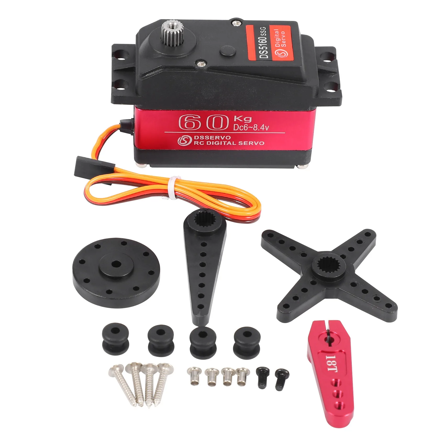 FBIL-High Torque Waterproof 60Kg 180° DS5160 Metal Gear Digital Servo For RC Robot Car 1/6 Axial SCX6 1/5 Redcat HPI Baja
