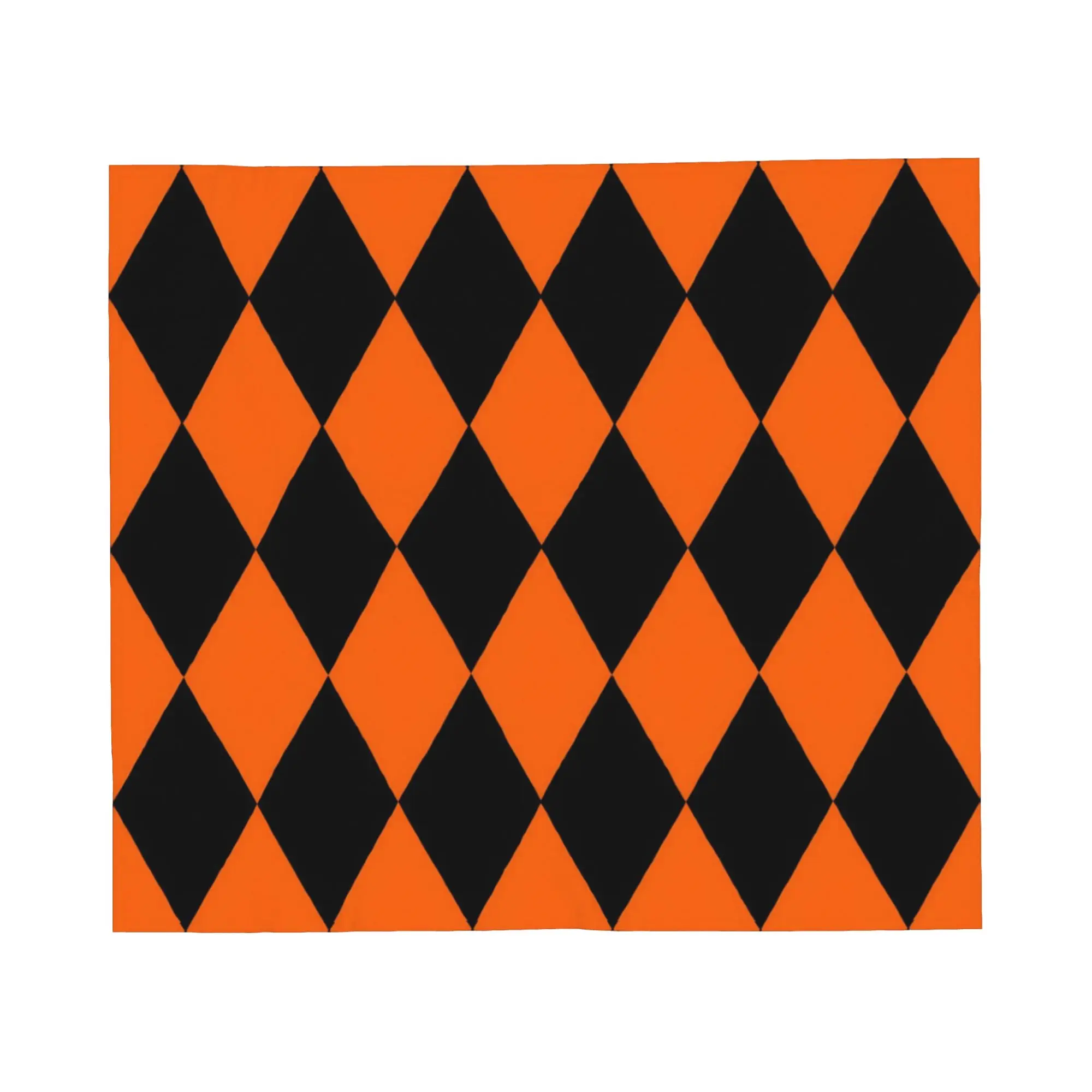 Orange Black Harlequin Diamond Halloween Fleece Throw Blankets  Blanket for Home Couch Warm Bedspread