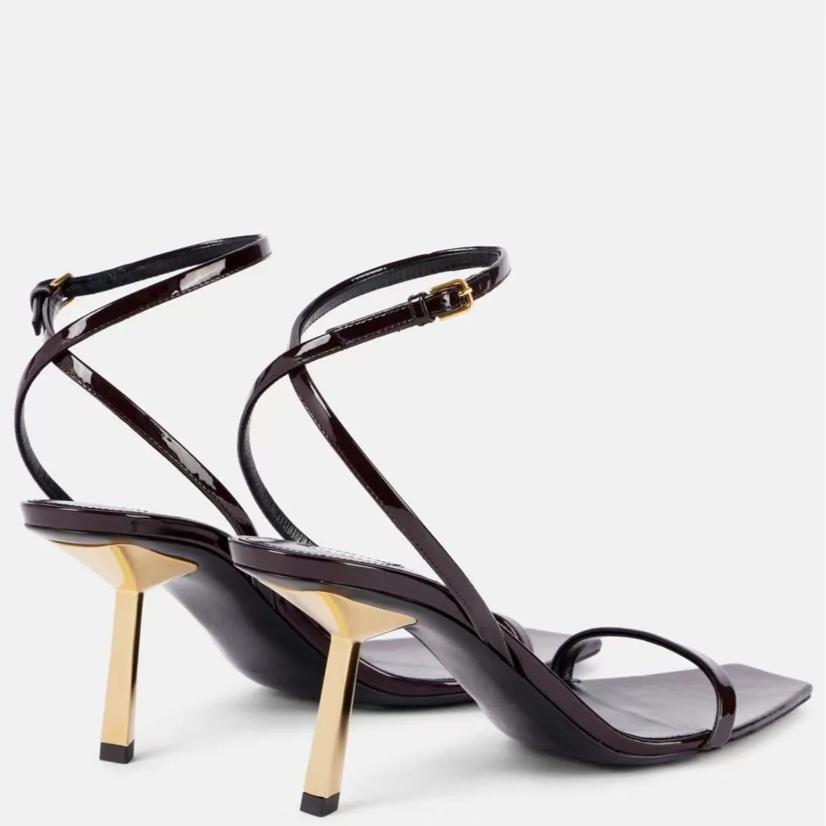 

Square Open-Toe High Heels Sandals For Women Spring Summer New Cross-Wrapped Straps Sexy Black Buckle Hollow Sandales à Talons