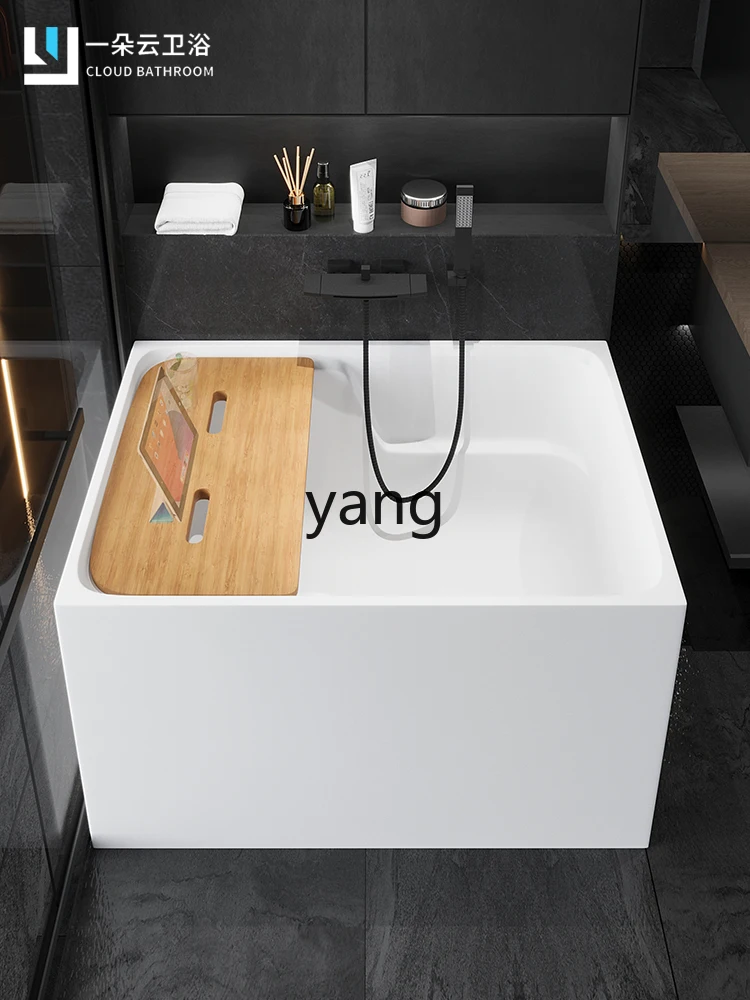 Yjq Bathtub Small Apartment Deep Bubble Household Acrylic Square Mini Independent Bidet