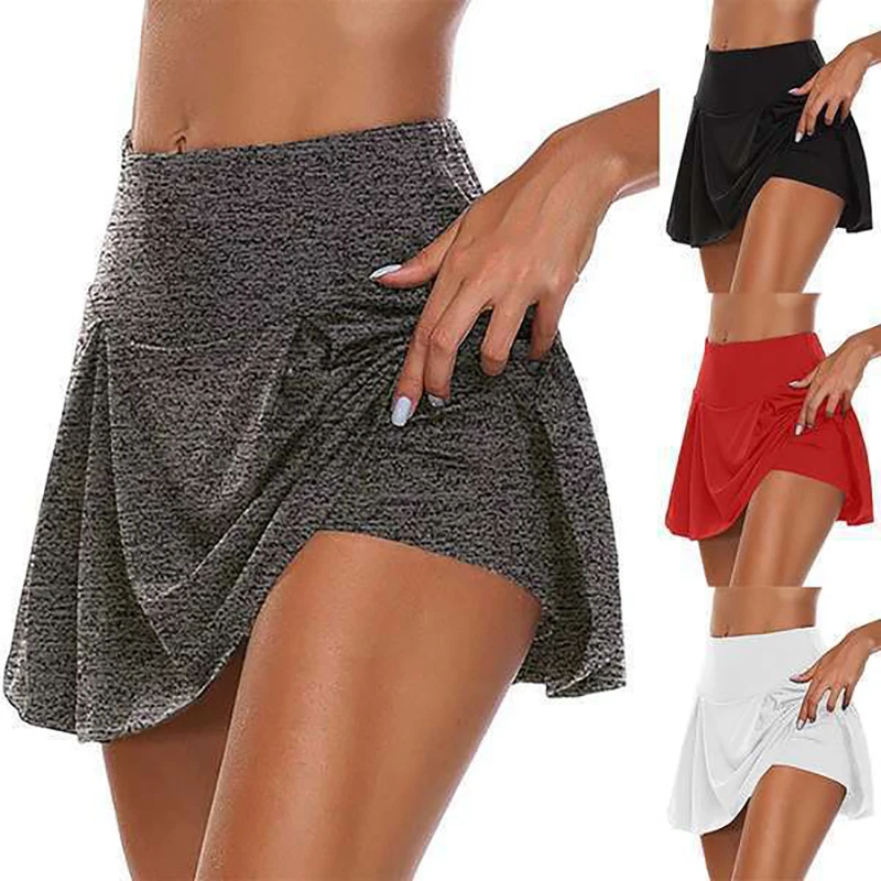 

2 In 1 Tennis Skirt Sport Fitness Skorts Running Yoga Skirt High Waist Quick Drying Anti Exposure Short Skirts Workout Clothing