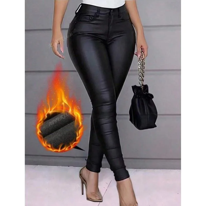 

High Waist PU Leather orts Men's Slim Fit Inner Warmth New Sle Cross-Border ort Pants Vintage Ciwalk orts