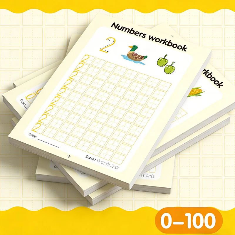 Early Education Book, Children's Digital Exercise Book, Pen Control Training Number 0-100, Interactive Learning Activity Book