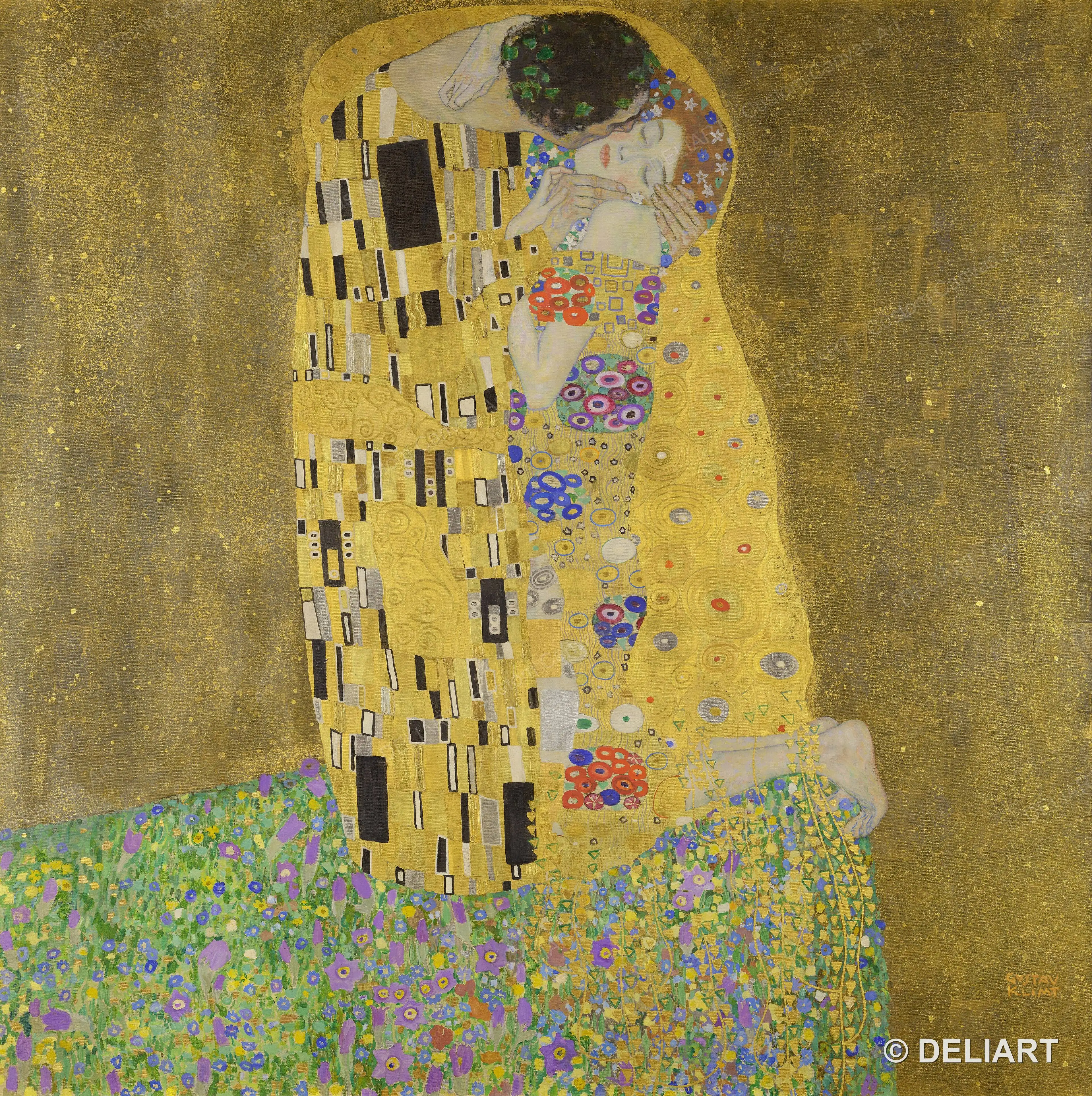 1 PC Gustav Klimt Egon Schiele Canvas Wall Art The Kiss Adele Gold Art Nouveau Famous Painting Poster Home Decor Unframed