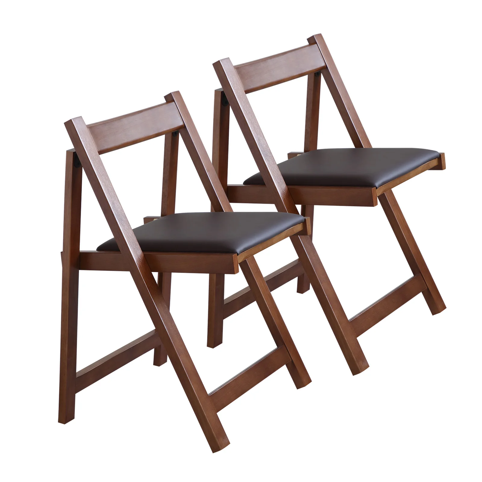 Wooden Folding Dining Chairs with Padded Seats 2 Pack Foldable Chair for Kitchen Table Event Party Garde