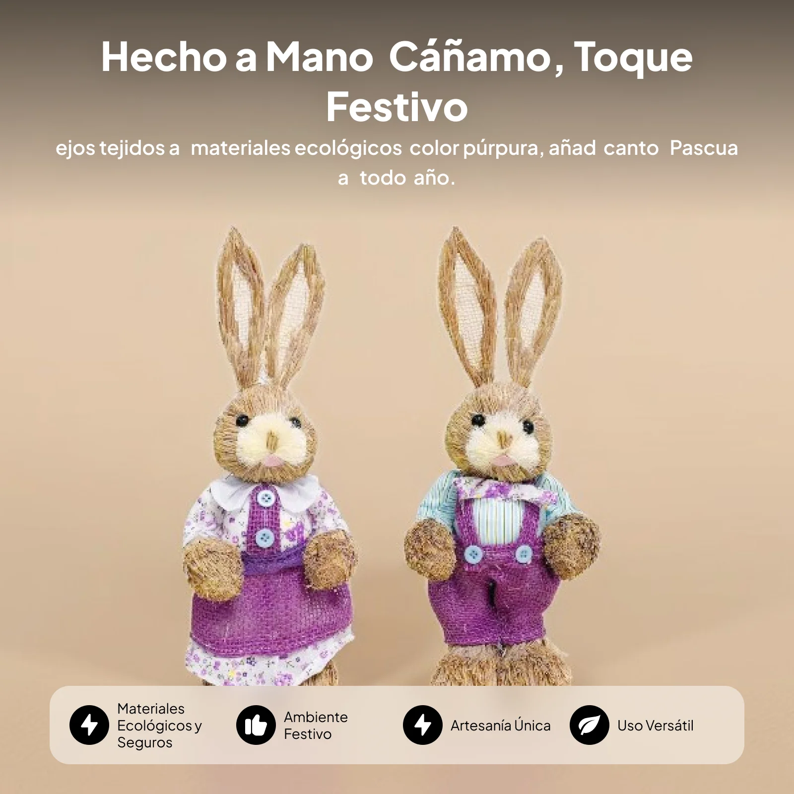 4pcs Straw Easter Rabbit Ornament Bunny Figurines Crafts Garden Desktop