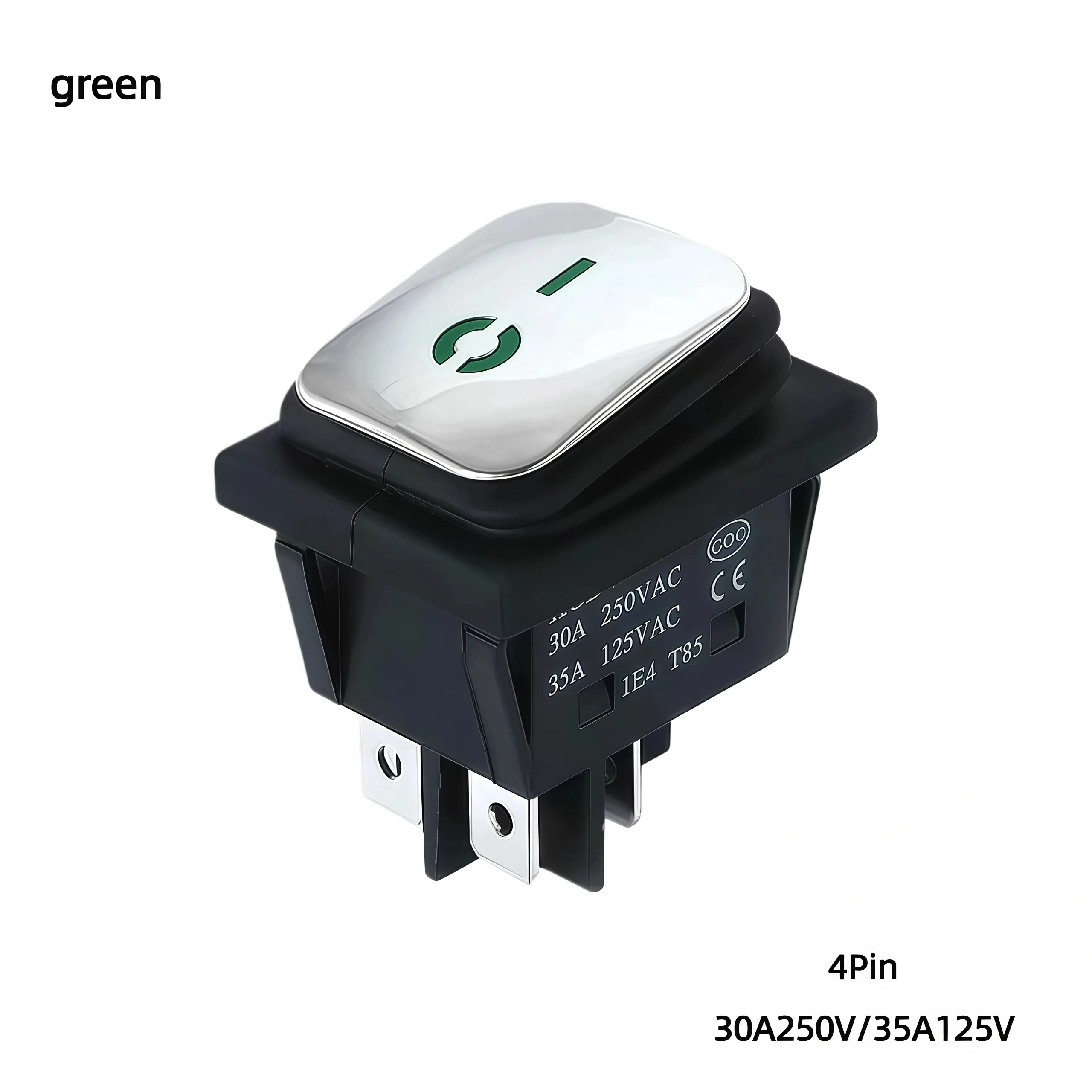 Interruttore a bilanciere impermeabile con superficie in acciaio inossidabile KCD4, tipo leggero, 4 pin, 2 posizioni, LED 220 V, interruttore a bilanciere ad alta corrente