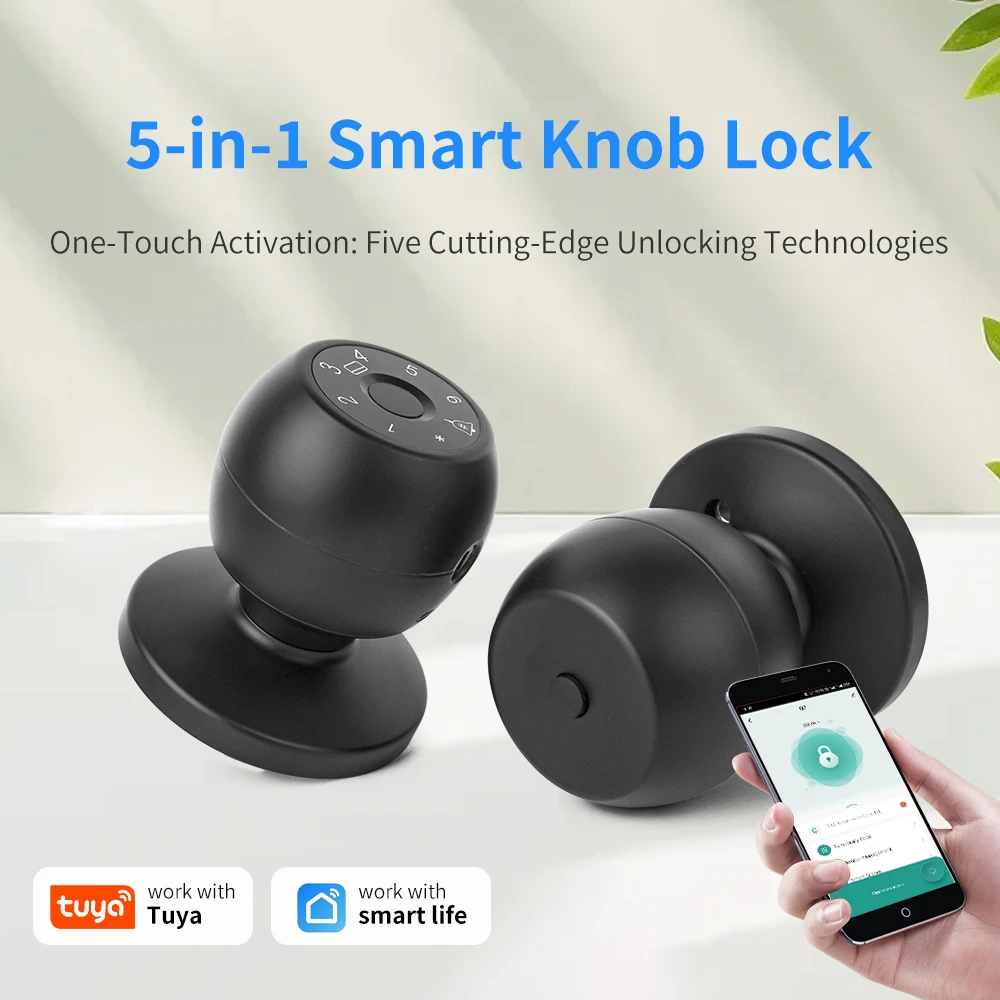 

Tuya Digital Electronic Lock 5-In-1 Smart Lock Fingerprint Password IC Card Key Smart Life APP Unlocking House Domotica