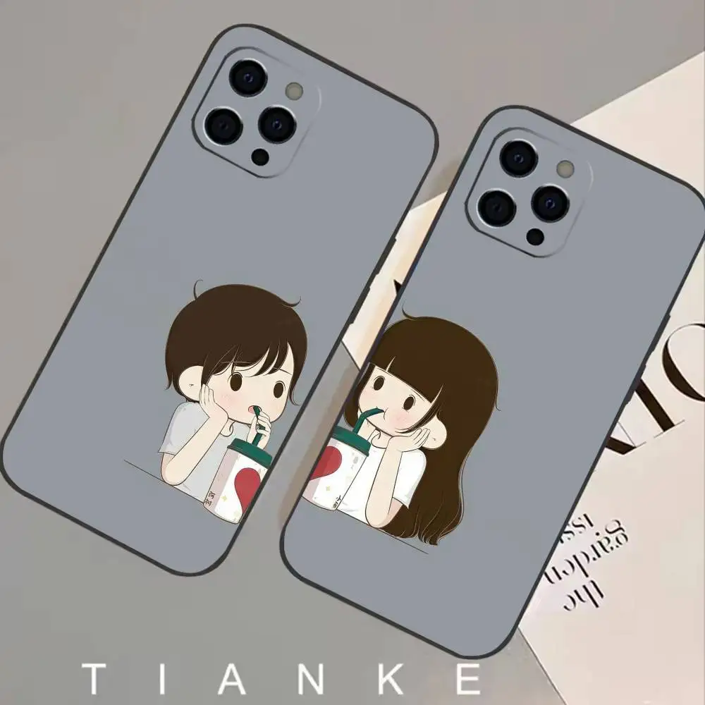 

couple wallpaper Phone Case For iPhone 17,16,15,14,13,12,11 Plus,Pro,Max,XS Silicone Soft Cover