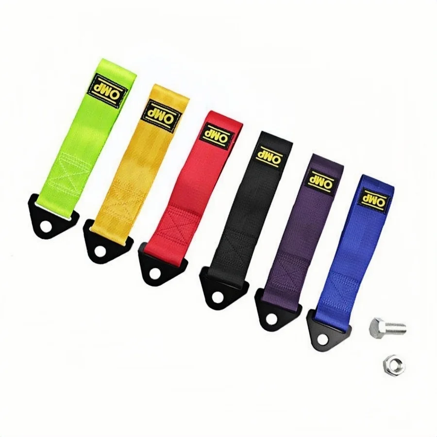 High strength car colored tag towing strap, towing rope ribbon, car decoration towing rope, bumper towing strap