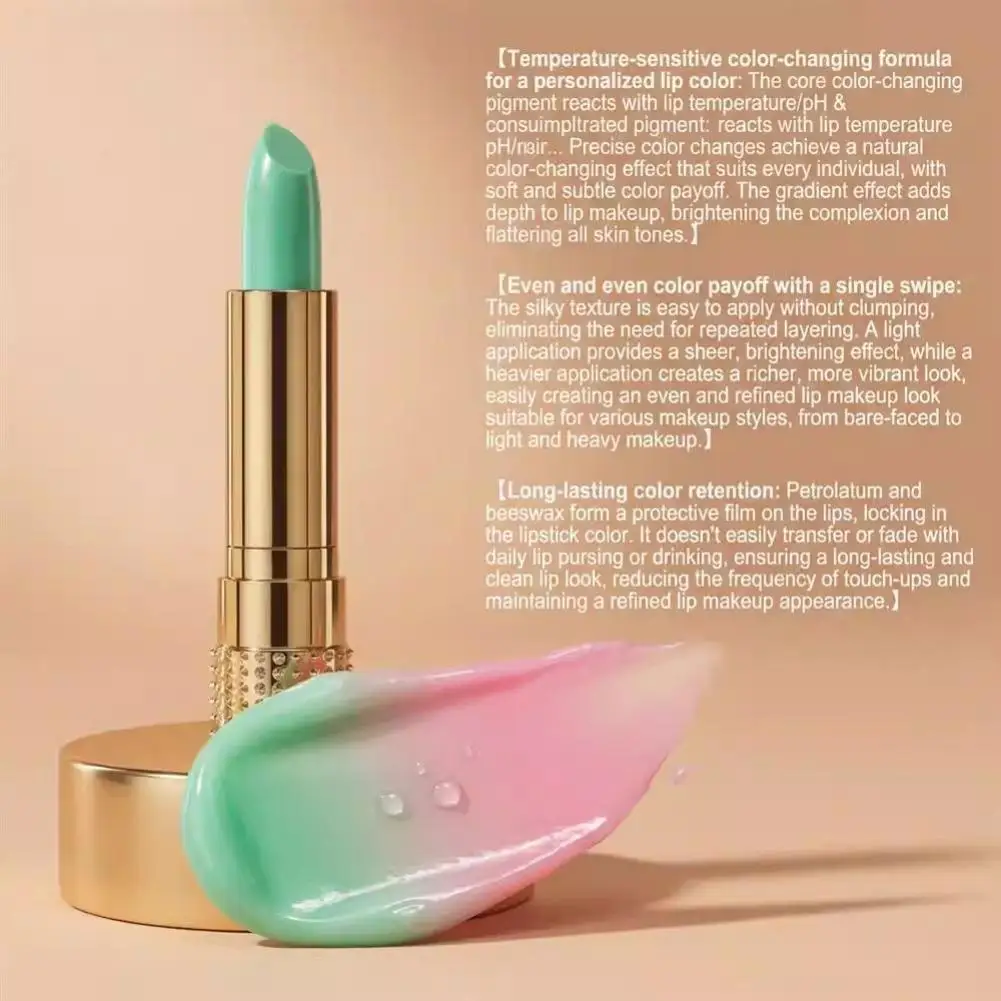 Magischer Lippenstift, Lippenbalsam, temperaturfarbverändernd, langanhaltend, nahrhaft, feuchtigkeitsspendend, wasserfest, Lipgloss, mattes Make-up – Detail 10