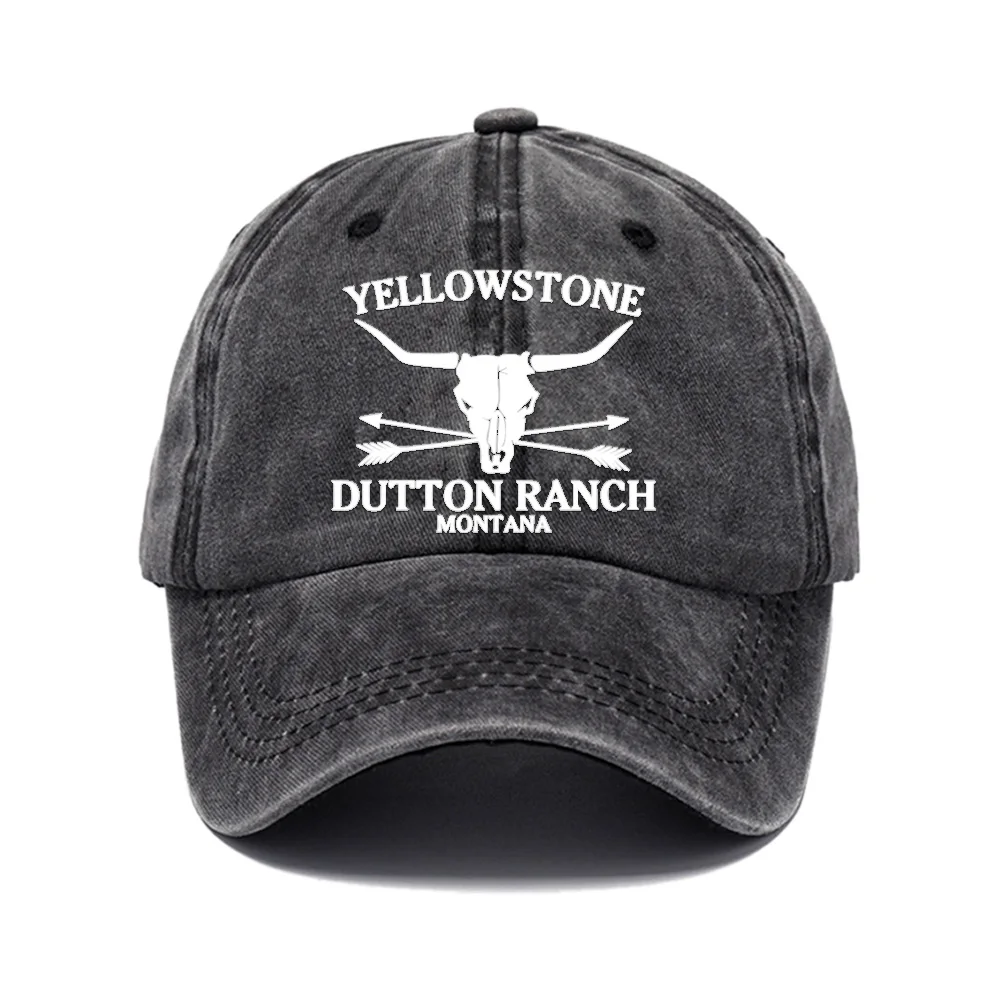 Retro Western Cowboy Hat - YELLOWSTONE DUTTON Ranch hard school embroidered cow-head printed baseball cap for both men and women