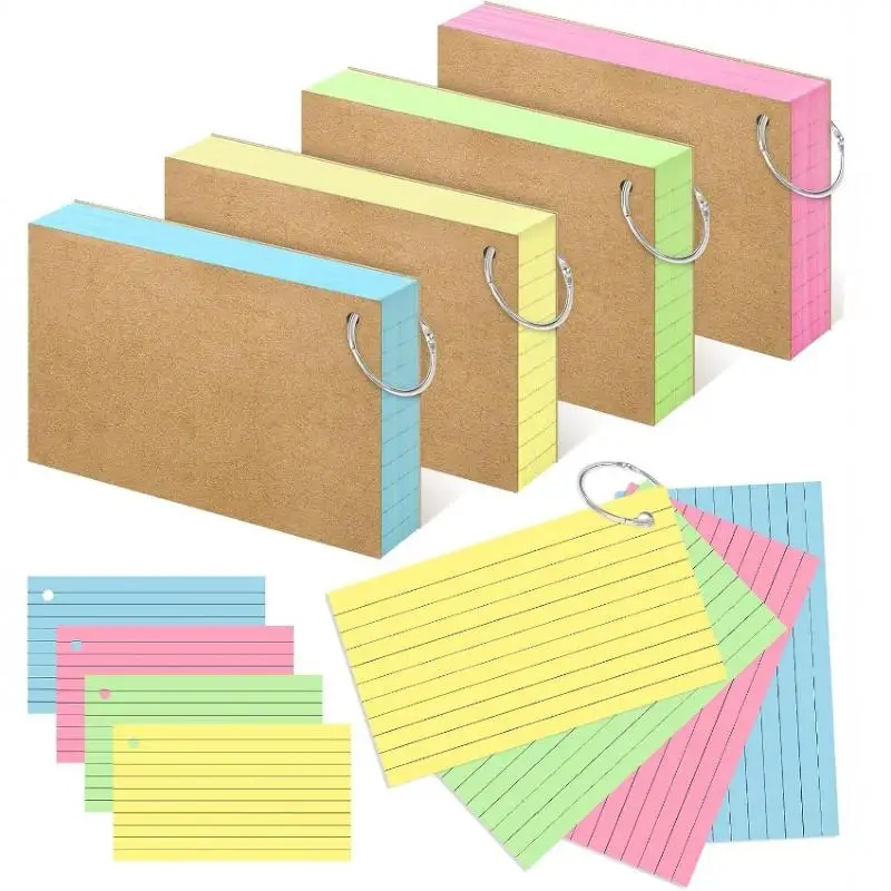 50Pages Loose-Leaf Horizontal Line  Cards Binder-Compatible Flash Revision Cards Study Office Note Pads For School & Work