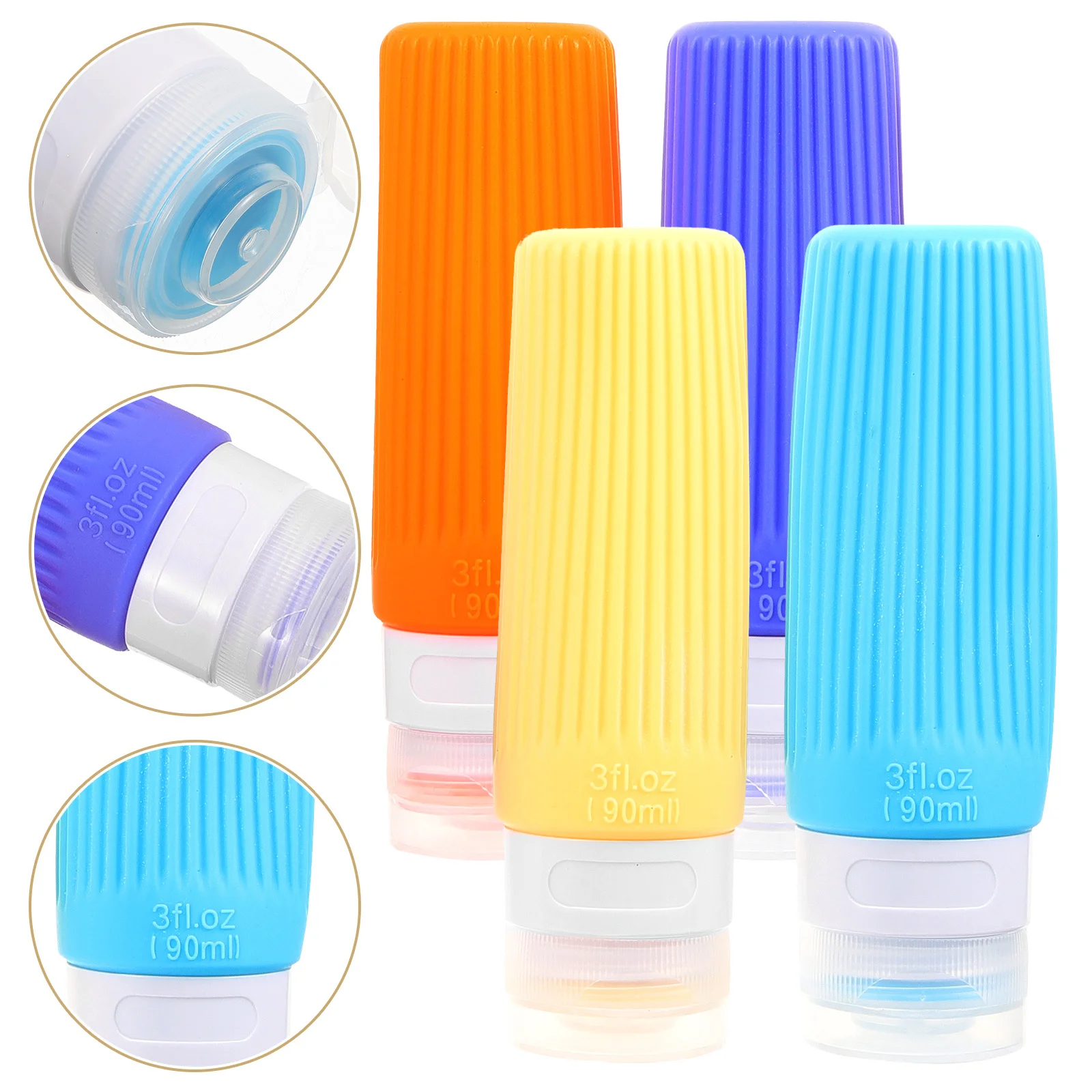 

4Pcs Portable 90Ml Silicone Travel Bottles Refillable Leakproof Toiletry Containers for Toiletries Organization Travel Set