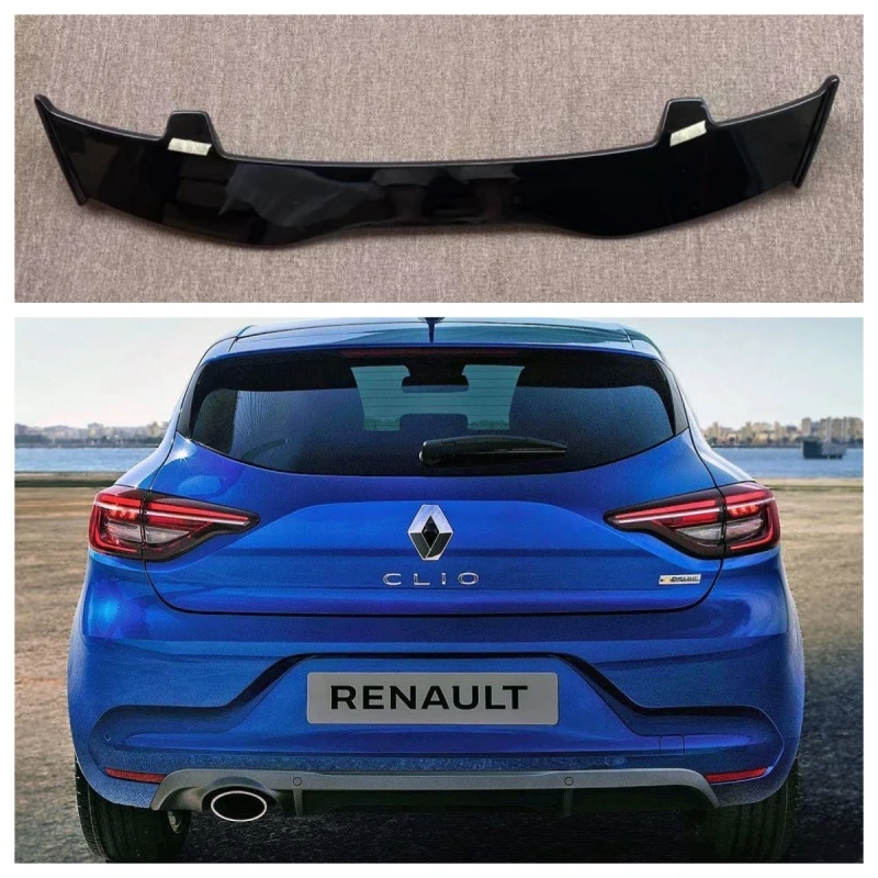 For Renault Clio 5 RS 19-20 ABS Plastik Spoiler Hatchback Atap Sayap Belakang Kit Aksesori Eksterior untuk Renault Clio