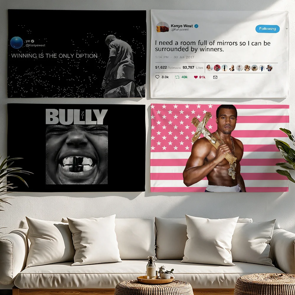 Rap Singer K-Kanye W-West-S flag Tapestries Outdoor Parties Bedrooms Living Rooms Dorm Rooms Wall Decor Banners Gifts