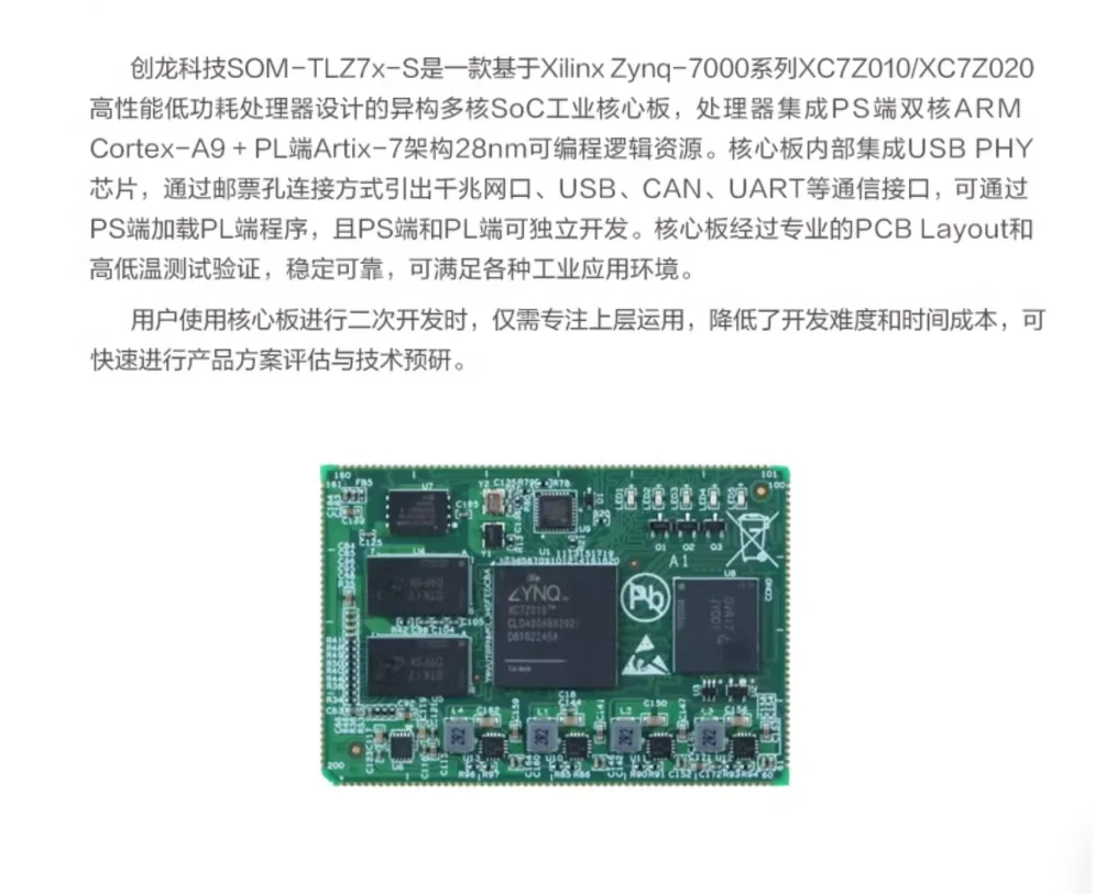 TopElec Chuanlong Zynq7020 Industrial Core Board, Zynq7000, Zynq7010 ARM + FPGA