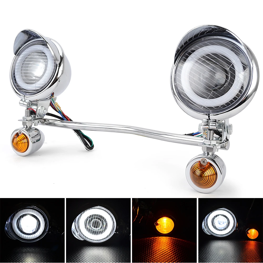 Luz antiniebla LED para motor, faro, lámpara de señal de giro para Harley Honda Touring Bobber Chopper Custom Road King XL883