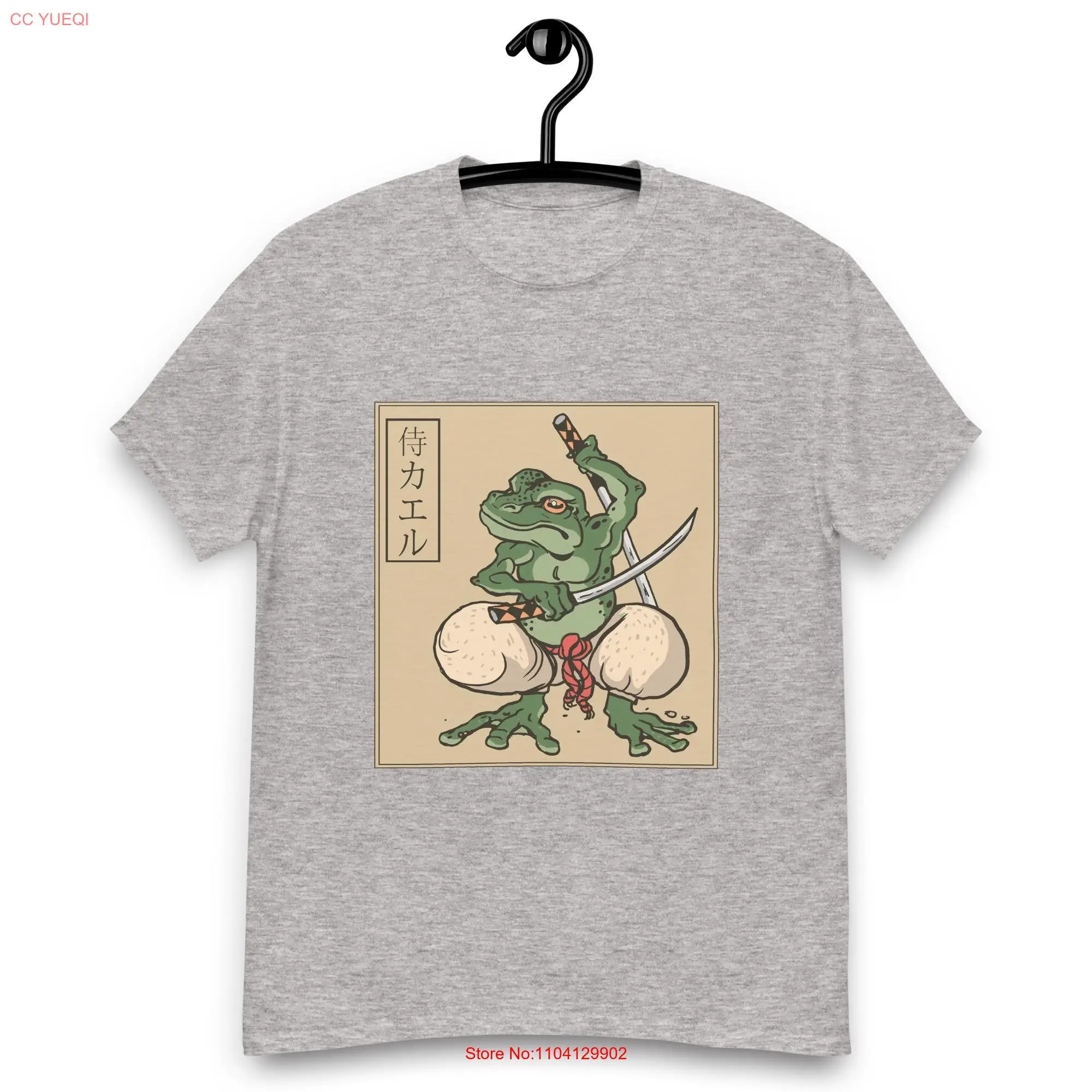 Swordsman frog t shirt printed unisex scroll design samurai animal long or short sleeves