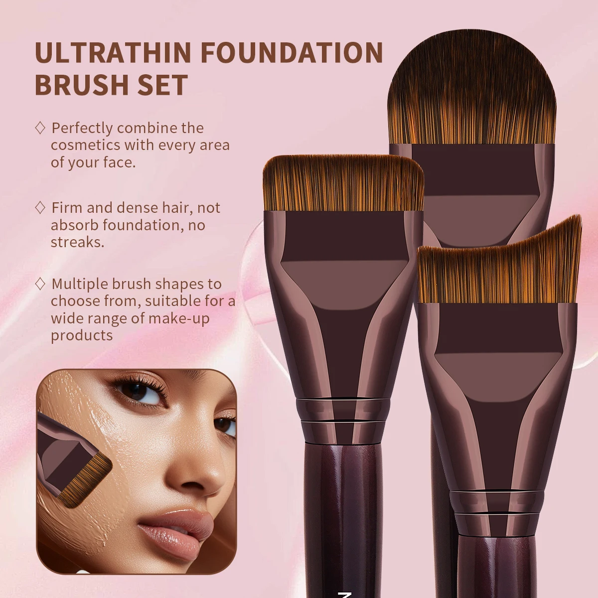 MAANGE Foundation Brush Ultra Thin Top Mask Brush Professional Makeup Brush Liquid Blending Mineral Powder Buffing Stippling Kit