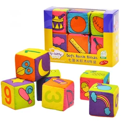 Blocos de construção de pano Montessori, para brinquedos de bebês de 0 a 12 meses e 1 ano, conjunto de cubos macios, brinquedos sensoriais para crianças com chocalho, brinquedos educativos para a primeira infância