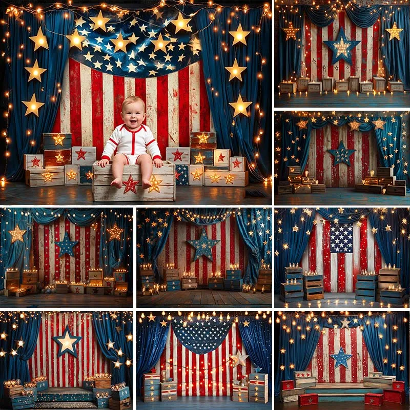 

LS Photography Backgrounds Circus Stage Curtain Starry Lights Decor Baby Shower Cake Smash Kids Portrait Photo Backdrop Studio