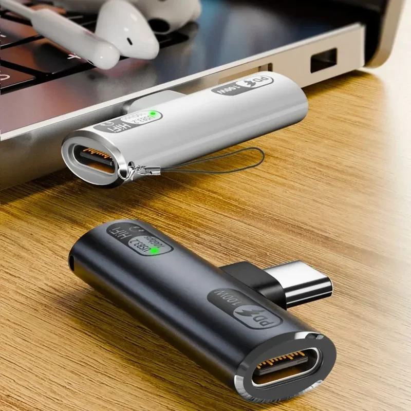

USB3.2 10Gbps USB C to Dual Type-C OTG Data Adapter Male to Female 100W Fast Charging Earphone Adapter for Samsung Huawei Xiaomi