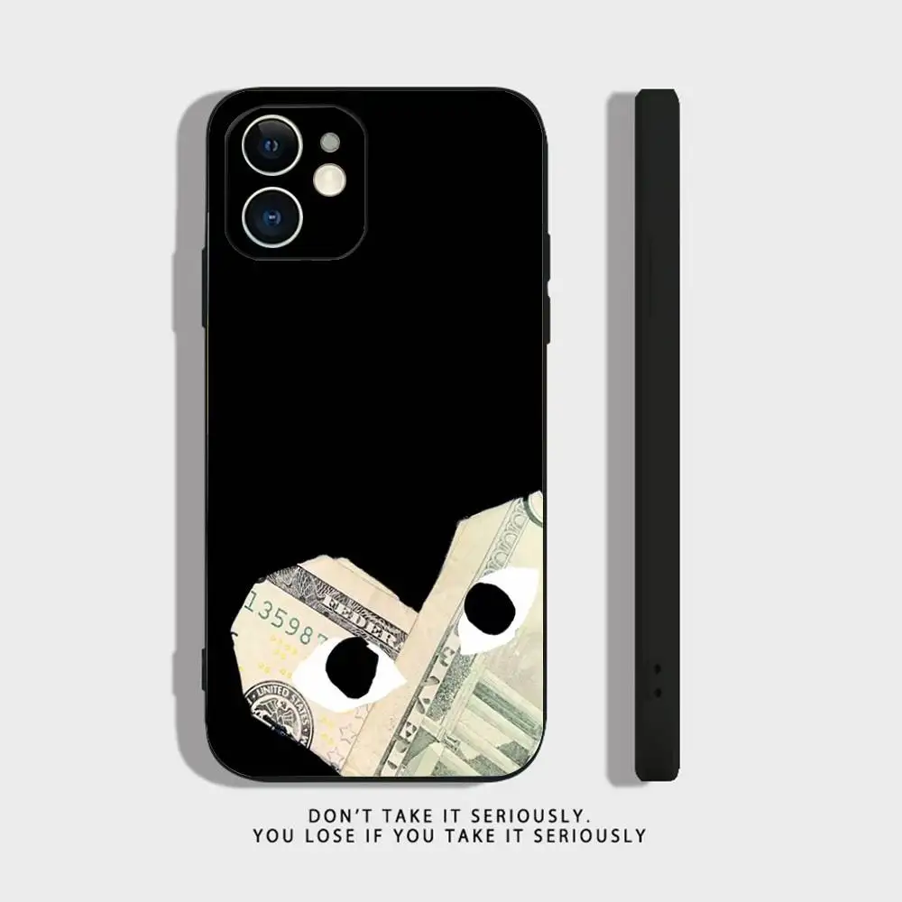 حافظة هاتف بتصميم دولار أمريكي لهاتف iPhone 16,15,14,13,12,11,Pro,X,XS,Max,XR,Plus,Mini Soft Silicone Black مقاومة للصدمات #5