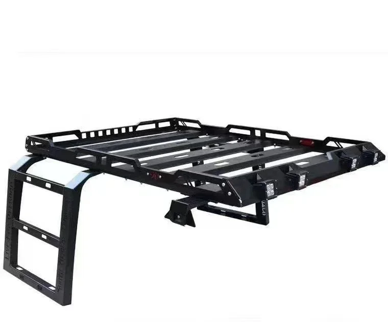 Luggage Rack Mount Kit Cargo Basket for Jeep Wrangler JK JL 2/4 Door Roof Rack w/ LED Light Ladder