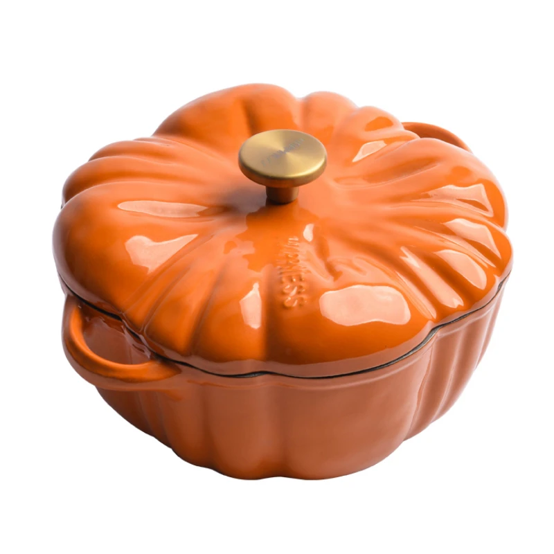 Cast Iron Pumpkin Pot: Non-Stick Fry Pan, Thickened Enamel Tomato Soup Pot, Induction Cooker Stew, Pumpkin Casserole