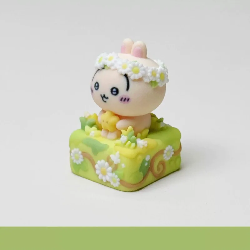 Chiikawa Hachiware Usagi Kawaii Anime Cartoon Keycap Spring Day Sea of Flowers Single Three-dimensional Machine Keycap Gift view 4