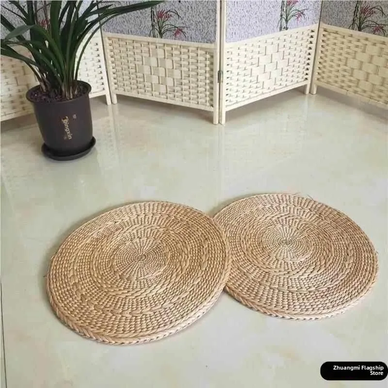 Rice Straw Chair Pad Wicker Tea Ceremony round Mat Home Meditation Pad Heat Insulation Mat Japanese Style Circle Floor Cushion