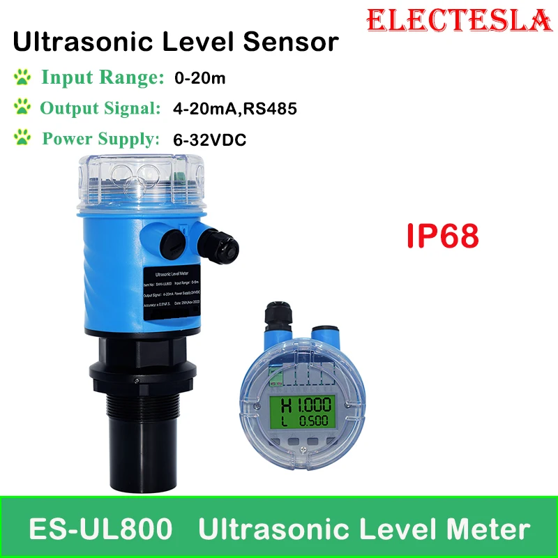 

IP68 Ultrasonic level meter 3m 5m 10m for tanks water level transmitter waterproof type 4-20mA RS485 liquid level gauge DC24V