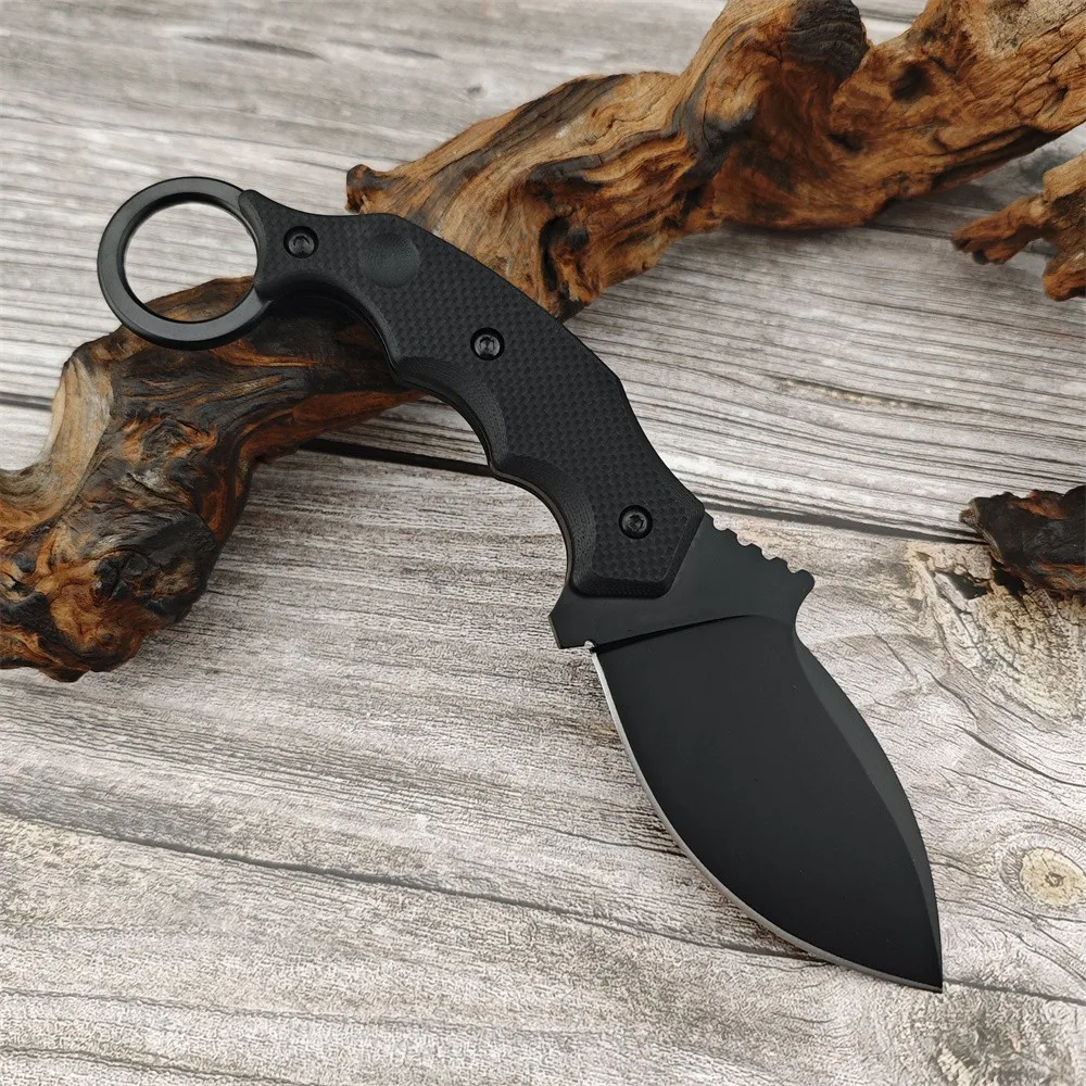 New Outdoor Hunting Knife 8Cr13Mov Fixed Blade G10 Handle with Ring and Sheath Hiking Survival Tactical Knife EDC Camping Tool