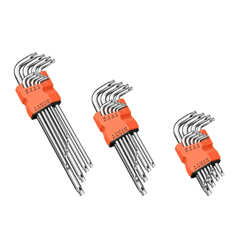 

9Pcs Torx Star Head Screwdriver Hex Wrench Set Double End L Type Allen Keys Hexagon Flat Ball Spanner Key Set Hand Repair Tools