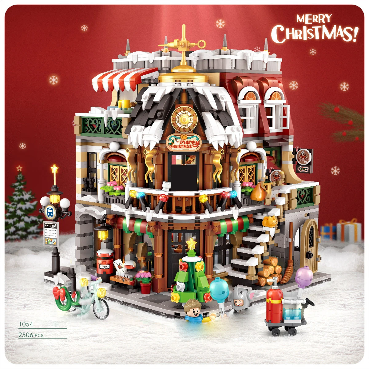 

Creative City Street View Mini Block Christmas Cafe House Building Bricks Santa Claus Figures Toys Coffee Shop For Xmas Gift