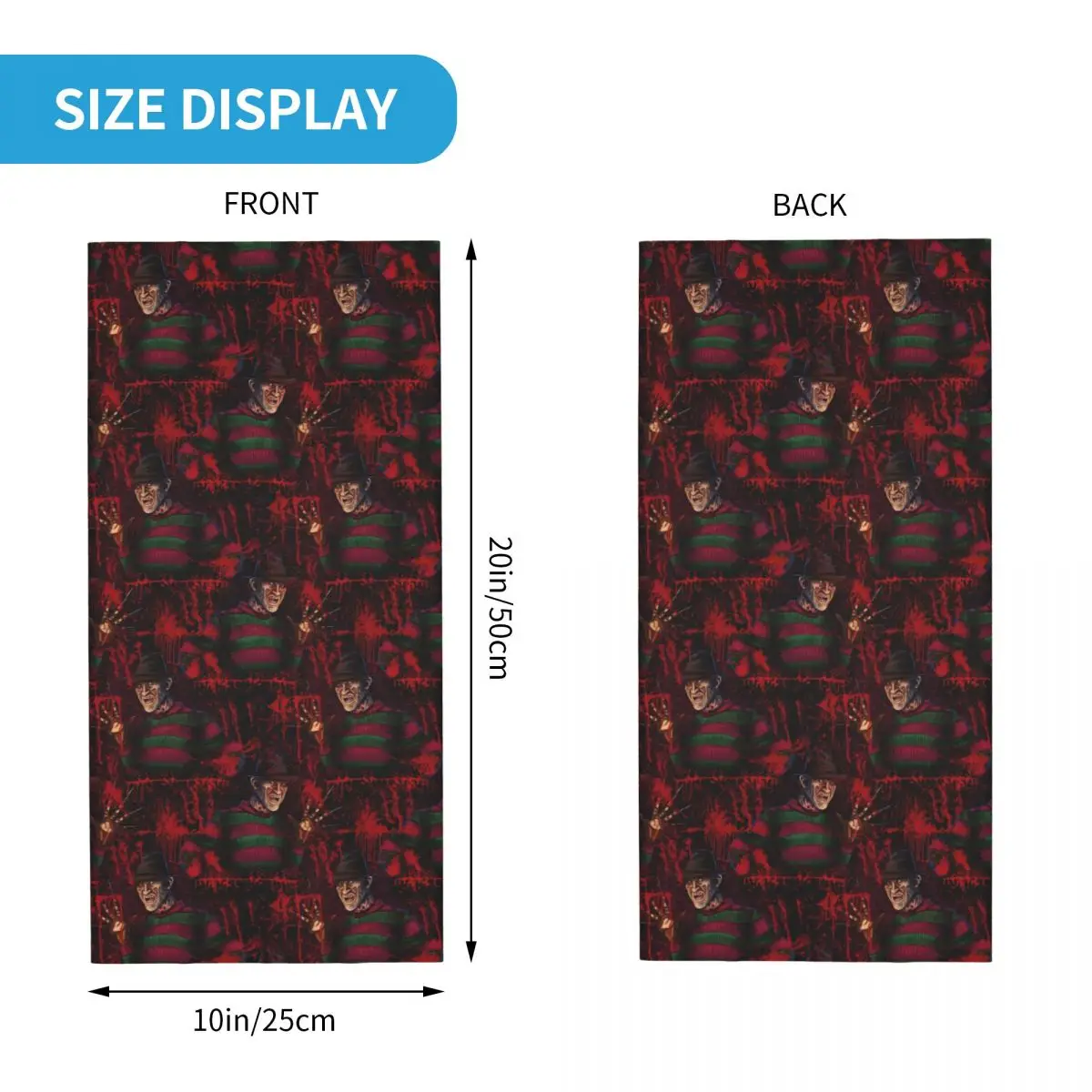 Custom Halloween Horror Movie Neck Gaiter Women Men UV Protection Winter Film Freddy Krueger Bandana Scarf for Ski