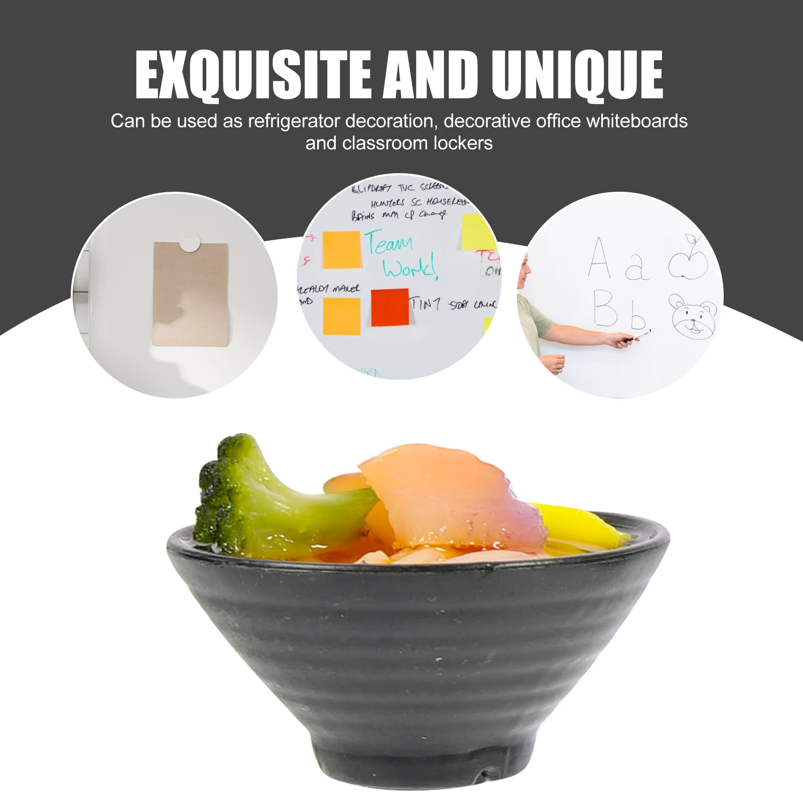 

8pcs Simulated Udon Fridge Magnets ABS Plastic Bowls PVC Core Noodle Shape Refrigerator Stickers Whiteboard Locker Decor