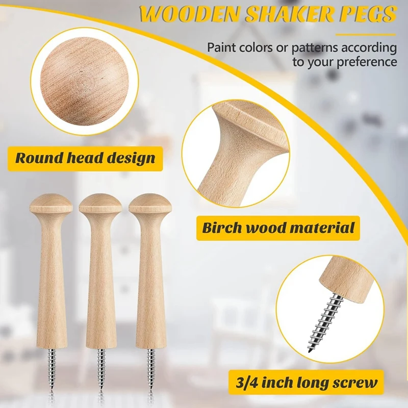 Wood Shaker Nails Wood Screw-In Shaker Nails 2.9 Inch Long Unfinished Wood Shaker Frame For DIY Paint Colors