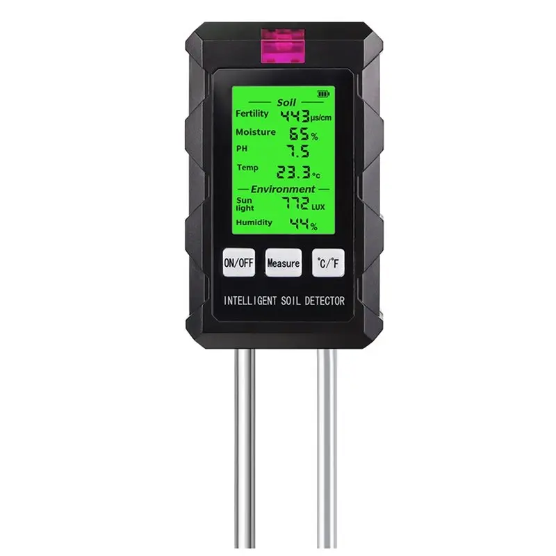 

6 In 1 Digital Multifunctional Soil Tester Soil Fertility PH Temperature Humidity Sunlight Air Moisture Detector