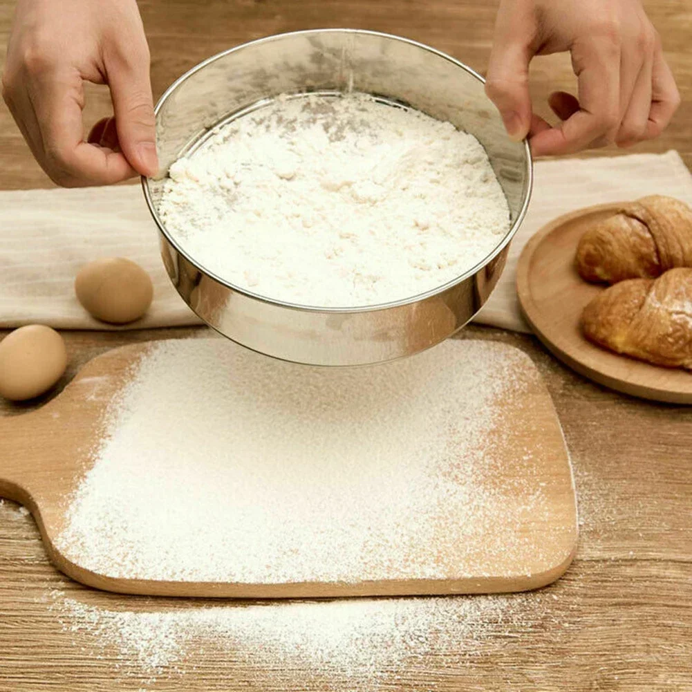 Stainless Steel Flour Sieve 40 Mesh Filter 15/20/25/30CM Kitchen Mesh Flour Sifter Flour Sieve Sifters Shakers Mesh Baking Tools