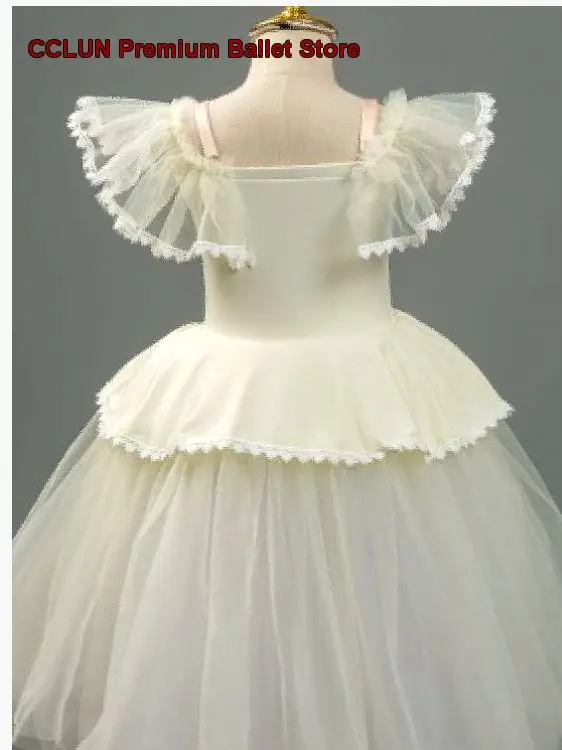 White Adult Competition Professional Dance Tulle Tutu Dress Fairy Long Skirt