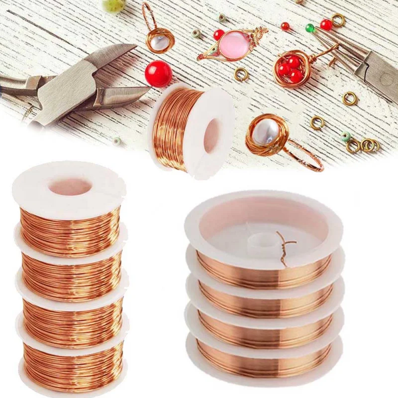 

10-1m Copper Craft Strand 0.1-5mm Flexible Gauge Artisan Wire for Jewelry Creation, DIY Embellishments & Botanical Decor