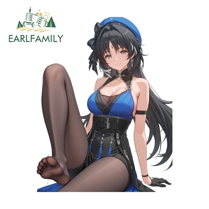 EARLFAMILY Yangyang Alluring Girl Car Stickers Sit Position Beautiful Graphics Waterproof Vinyl Decal Car Air Conditioner