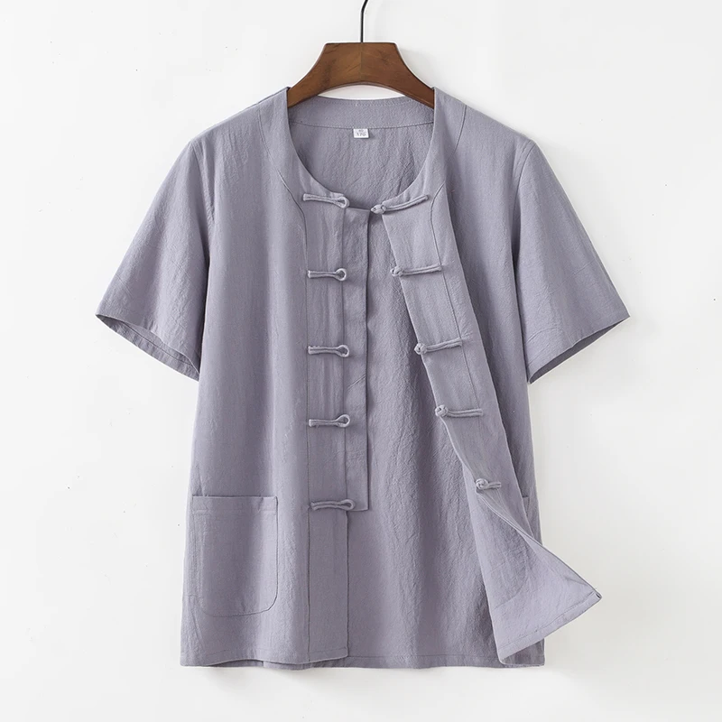 

Summer Thin Cotton Chinese Style Men's Short Sleeve round Neck Hanfu Traditional Chinese Clothing Lightweight Comfortable ...