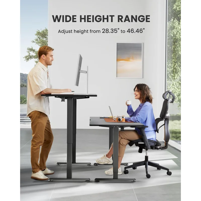 Altura ajustável mesa ereta elétrica, computador de memória Home Office Desk, Black Sit, 48x24 em