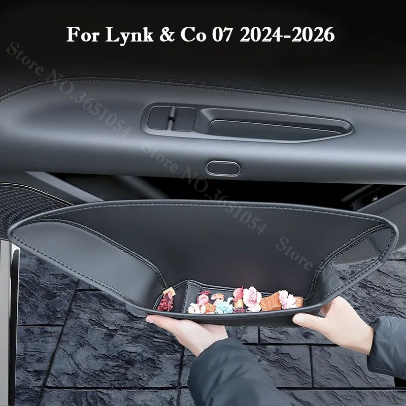 For Lynk & Co 07 2024 2025 2026 Car Door Slot Storage Box Leather Groove Protect Pad Waterproof Storage Interior Accessories