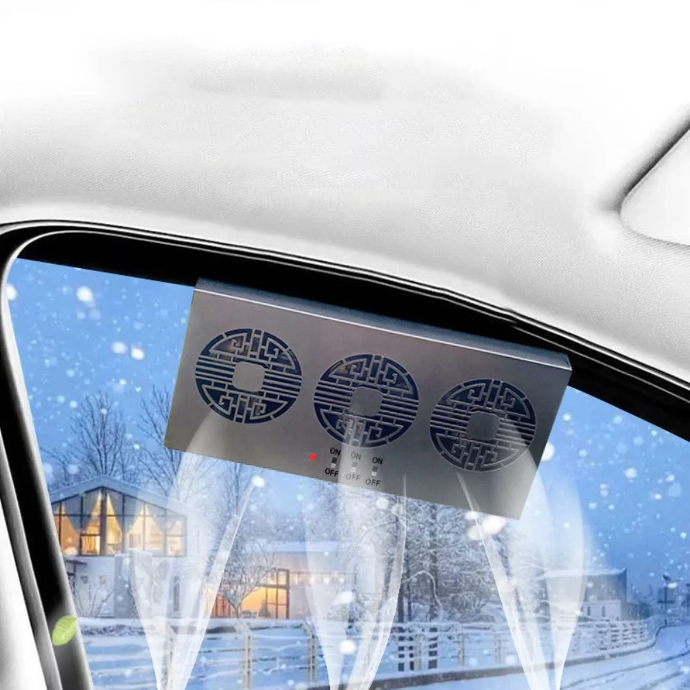 Car Cooling System Solar Panel Car Window Cooler Fan Auto Air Vent Ventilation Fan Solar Radiator 3 Fans for Heat Dissipation