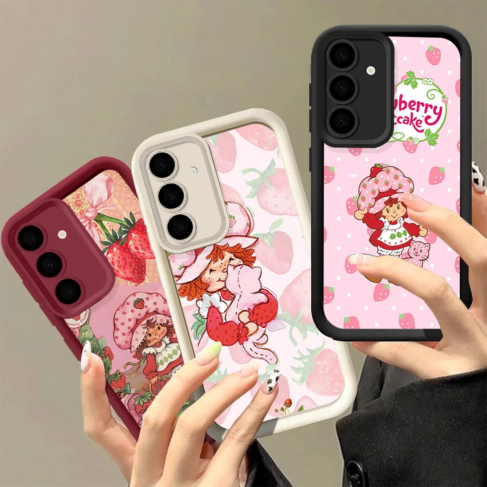 Cartoon Cute S-Strawberryes Ragazze FUNDA Cassa Del Telefono Per Samsung Galaxy S24 S23 S22 S21 S20 FE Ultra Plus 4G 5G Lens Circle