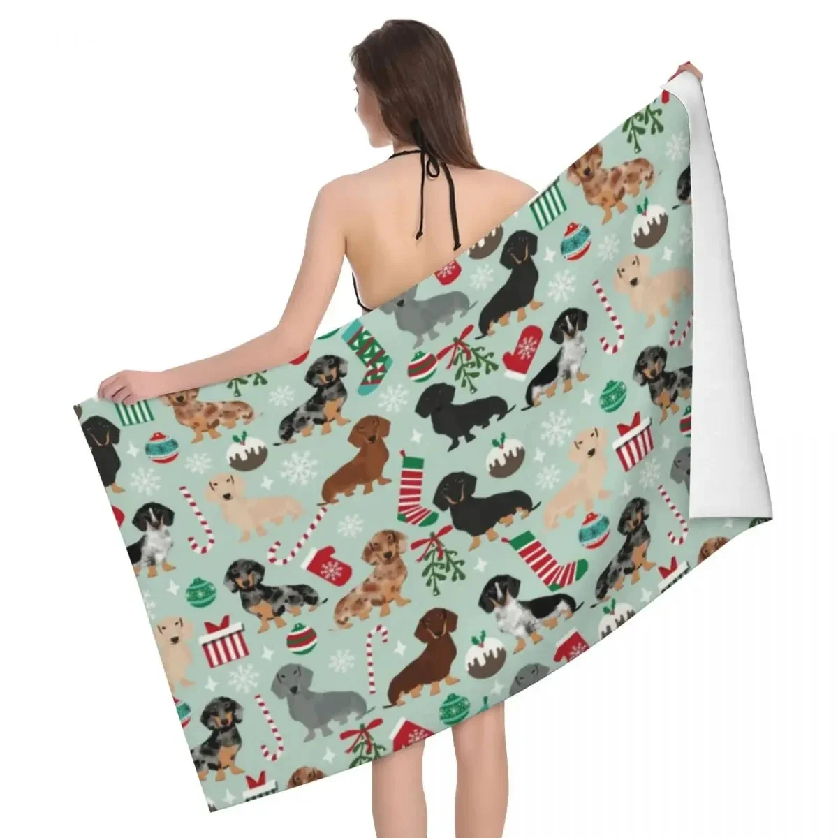 Cute Dachshund Dog Beach Towel Quick Dry Kawaii Puppy Pet Bath Towel Sand Proof Swim Pool Towels for Travel Camping Yoga Sport